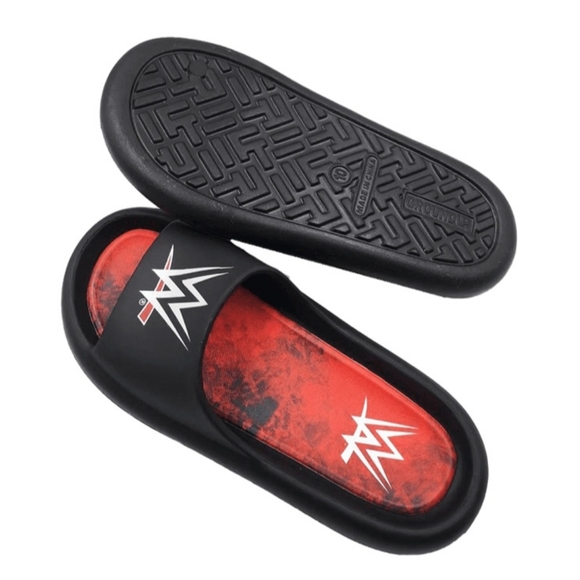 WWE Men's Comfort Slide Sandals - Black/Red - Picture 2 of 7